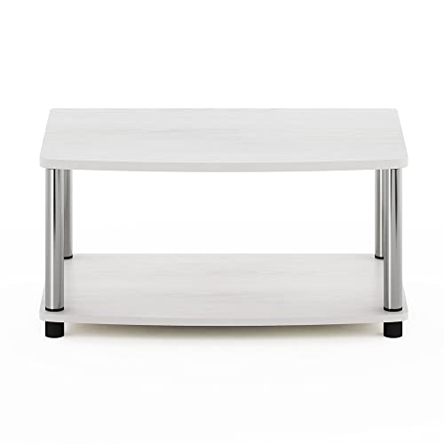 Image of Furinno Turn-N-Tube 2-Tier Printer Table with Storage, Under Desk Printer Stand, Toolless Assembly, for CPU, Work Supplies, Home Office, White Oak