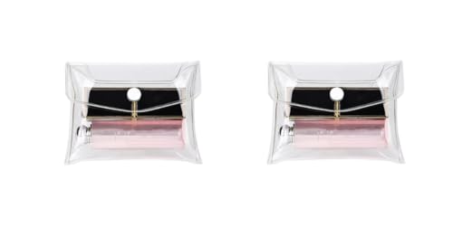 ZhangyiHot 2Pcs Transparent Mini Makeup Bag Small Clear Cosmetic Organizer Bag Pouch with Snap Closure Cosmetic Bags for Vacation Travel, Bathroom Organizing Bags and Cases(ZS285)