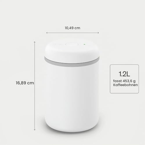 Fellow Atmos Elektrische Vakuum Kaffeedose Luftdicht, 1,2 L, Matt Weiß – Ansicht 3