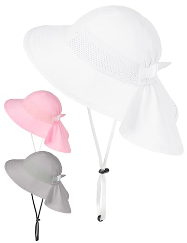 Becellen Bob Chapeau de Soleil Bébé Enfants Chapeau à Bord Large Anti UV Respirant Casquette Protège Nuque Chapeaux de Seau Plage Été pour Garçons et...