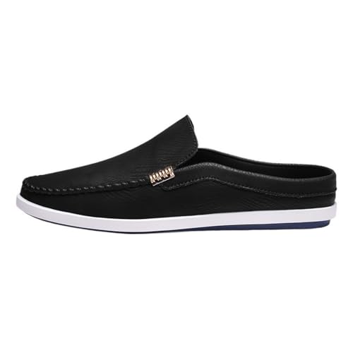 Anti-Slip Comfortable Slip-ons Mens Loafers Round Toe Vegan Leather Half Loafers Shoes