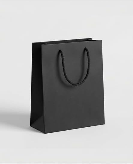PaperAura Gift Bags – Premium Party Favor Bags, 8.5 x 2.5 x 5.5 Inches – Perfect for Birthdays, Weddings, Holidays, and Special Occasions (Black, Pack of 10)-image-28