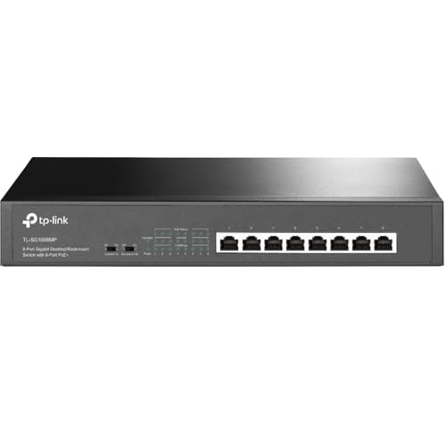 TP-Link TL-SG1008MP Switch PoE Gestito Gigabit Ethernet, 8 Porte Gigabit PoE+, Fino a 30W per Ogni Porta PoE e 153W per Tutte le Porte PoE, 802.3af/at