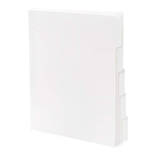 Blue Summit 3 Ring Binder Dividers with Tabs, Reinforced Edge, 1/5 Cut, Letter Size, 5 Tab Dividers for 3 Ring Binder Bulk, White, 20 Sets, 100 Pack