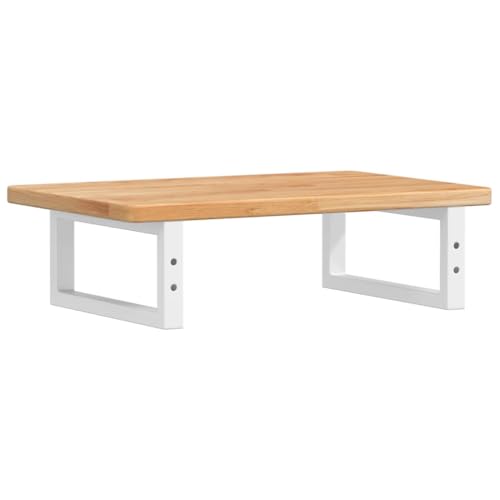 Tapa para lavabo de madera maciza de roble de 60x40 cm con soporte blanco 7