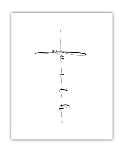Faith Cross - Minimalist Handwritten Inspirational 11x14 Unframed Print, Christian Wall Art, Bible Verse Artwork, Black & White Typography, Religious Wall Decor for Prayer Room, Bedroom, Office