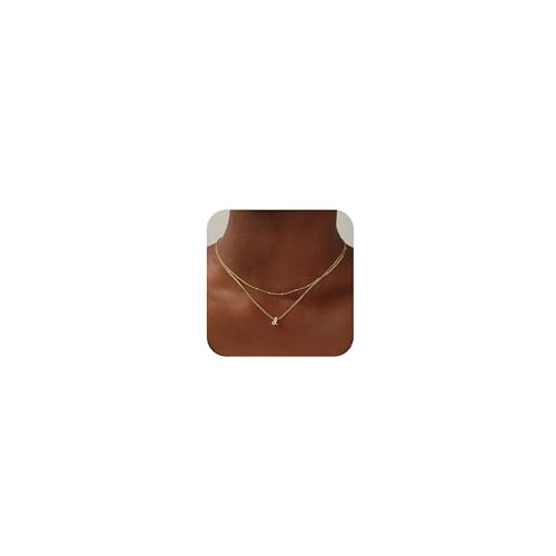 Yoosteel Gold Initial Necklaces for Women Trendy Dainty Gold Initial Necklace Stack Layered Letter D Pendant Necklace Bridesmaid Birthday Gifts for Women Jewelry