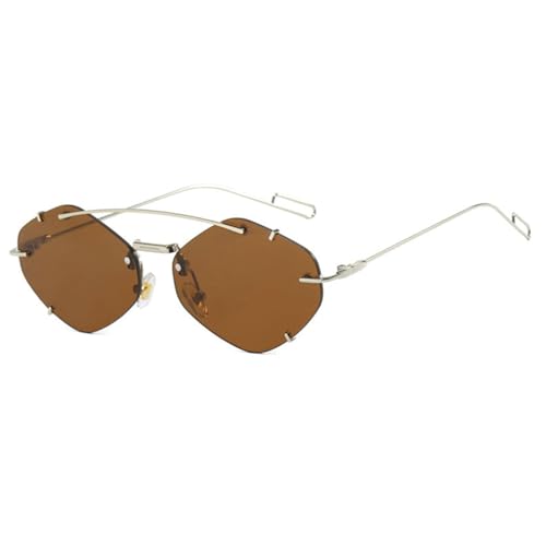 willochra Fashion Double Bridge Rimless Metal Sunglasses Women Small Polygon Square Sun Glasses Men Hexagon Shades F283