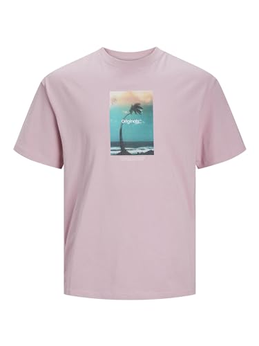T-shirt à col rond imprimé JACK & JONES rose tendre doux en taille M