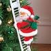 Collections Etc Singing Santa Climbing Ladder with Bag of Presents, Indoor Christmas Decoration - Sings Jingle Bells