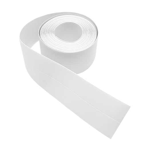 Skythrive Silicona Blanca Baño Antimoho, Rodapies Autoadhesivo, Cinta Adhesiva Impermeable para Cocina y Baño, 5m x 36mm Perfil PVC Flexible, Blanco