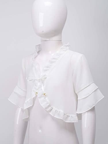 JanJean Kids Girls Mid-Sleeve Ruffle Hem Shawl Lace-up Cardigan Open Front Cropped Bolero Casual Beach Cover Up Tops3