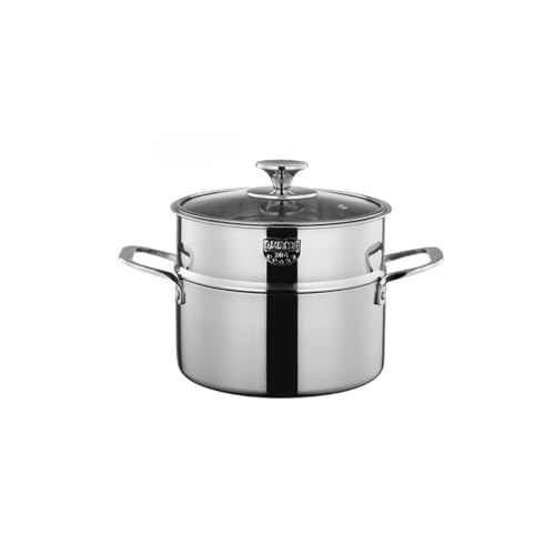 TIKHJ 二重層スープポット、家庭用厚手蒸し器、電磁調理器専用ポット (18cm)