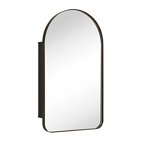 EGHOME Oil Rubbed Bronze Arched Recessed Bathroom Medicine Cabinet with Mirror Stainless Steel Metal...