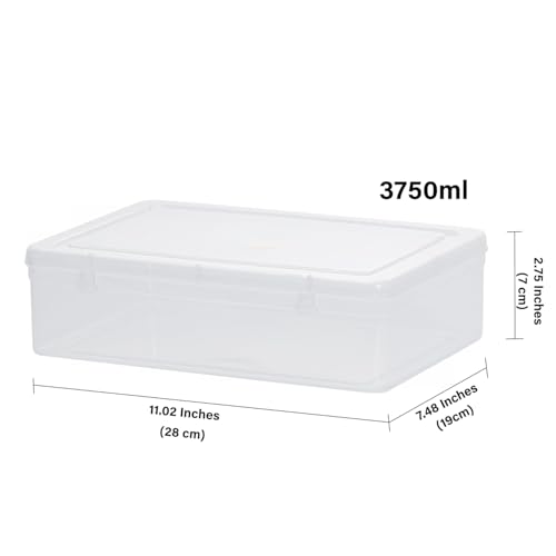 Image of Chetan Plastic Storage Boxes, Transparent Containers, Large Boxes With Lock System for Jewellery 28x19x7 Cm - 3750 ML - Pack of 3 (Size No - 8)
