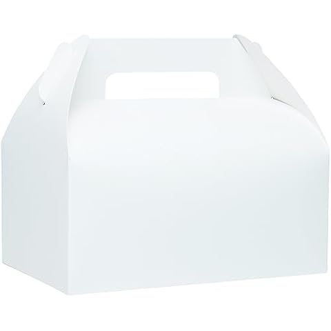 UnicoPak 30 Pcs 9x6x6 Large Gable Boxes White Gift Boxes with Handles Bakery Boxes Treat Boxes Paper Lunch Boxes To Go Boxes for Birthday Wedding Party Favors Picnic Christmas Cover