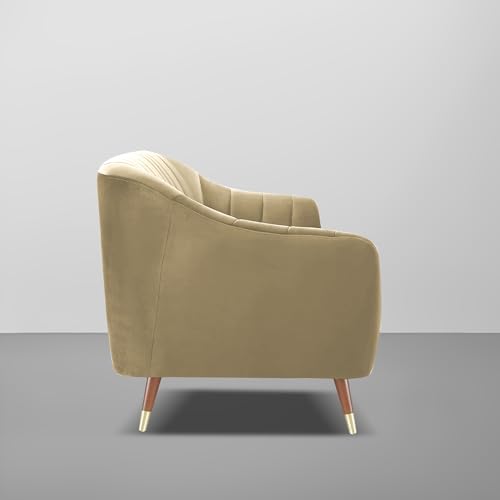 Image of Casaliving Anyse 2 Seater Sofa Set for Living Room (Cream Black Colour Fabric) Premium Fabric Sofa