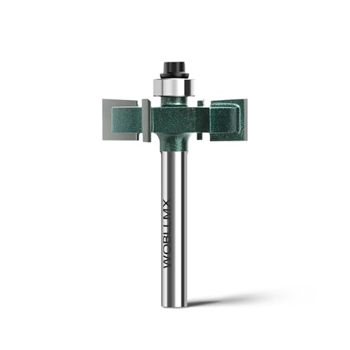 WOBLLMX 6mm軸 ビスケットカッター ベアリング付き T型ルータビット 電動工具 トリマー ビスケット CNC 彫刻機 木工 切断 ナイフ 木工用 切削工具(刃厚:9.52mm、切断幅:12.7mm)