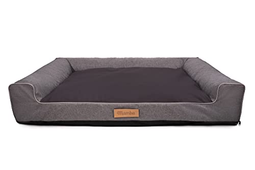 Petsen Personalisierte Hundebett XL - Grosse Große Mittelgroße Hunde - Hundekissen – Hundekörbchen - Hundematte mit Gravieren Namen (Grau, L 100 x B 65 x H 17 cm)