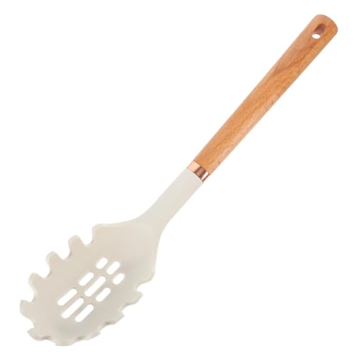 Amosfun 2pcs Silicone Tongs for Cooking Kitchen Pasta Server Spaghetti Fork Spoon Stainless Steel Pasta Spoon Serving Utensil