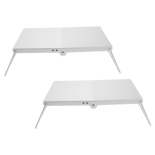 BESPORTBLE 2 Mini Escritorios Rectangulares Escritorios De Cama Rectangulares Al Aire Libre Mesas De Camping Multiusos Mesas Plegables De Aluminio