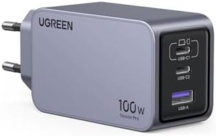 UGREEN Nexode Pro Ładowarka USB C 100 W GaN Ładowarka Mini USB C Zasilacz 3-portowa szybka ładowarka PPS 45 W kompatybilna z MacBook Pro/Air, iPad, iPhone 15 Pro Max, Galaxy S23 Ultra, Dell XPS