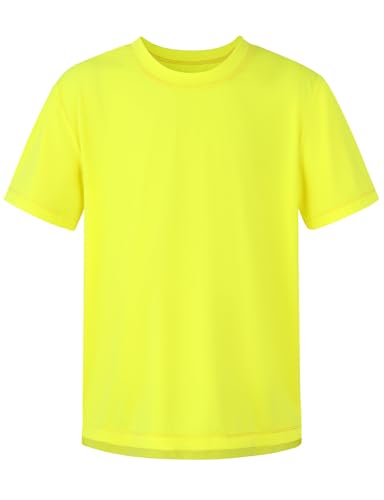 Spring&Gege Boys and Girls UPF 50+ Quick Dry Short Sleeve Neon T Shirts Kids Rash Guard Athletic Workout Tees