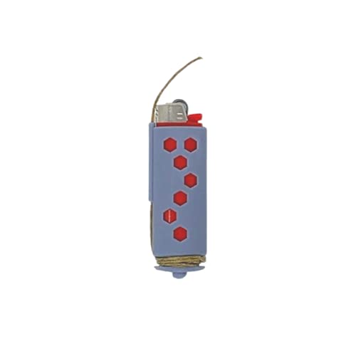 Hemp Wick Lighter Case - Fits Standard Lighters - Easy to Use Hemp Feeder for Slower & More Natural Flame - Grey Hexagon Design