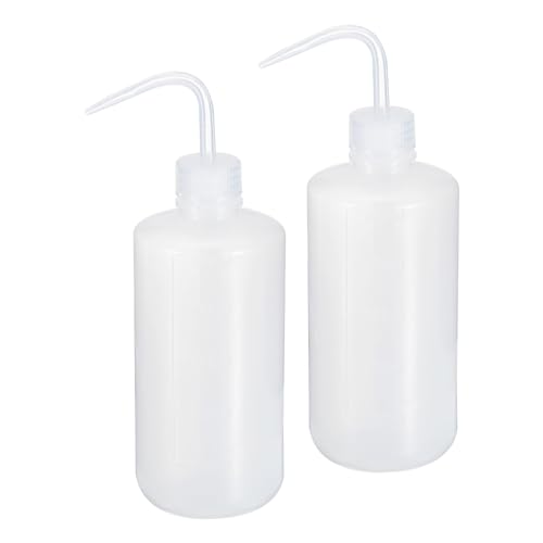 QUARKZMAN 2 botellas de plástico de 500 ml para laboratorio, botella de lavado de seguridad, botella para tatuajes, para limpieza de herramientas de agua (blanco)