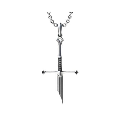 MIFYNN Gothic Broken Sword Cross Necklace Vintage Samurai Sword Pendant Necklace Punk Cross Sword Necklace Halloween Dark Gothic Jewelry Men Women