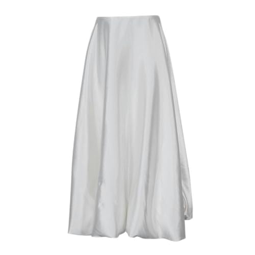 Jupe longue en satin beige chic et fluide de style rétro élégant