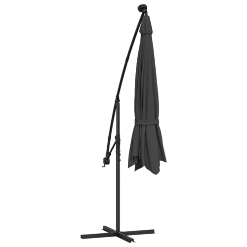Parasol rojo burdeos de 350 cm con luces solares para disfrutar de tu jardín de noche 5