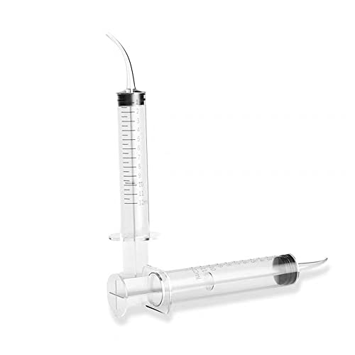 10 pack dental syringes with curved tip disposable gradient dental irrigation syringes for oral dental care tonsil stone removal laboratory feeding small pets curved measurable 12ml transparent 10