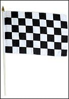 One Dozen Black & White Checkered 12x18in Stick Flags.