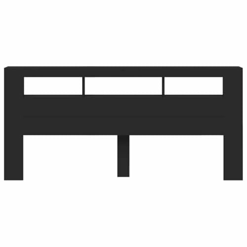 Cabecero con LED de madera negra 220cm con estantería integrada 7