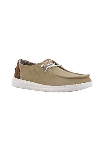 Image of HEYDUDE Women's Wendy Knit II Slip On Shoe, Desert Rose Size 10 | Lightweight Casual Loafer with Elastic Laces & Removable EVA Insole