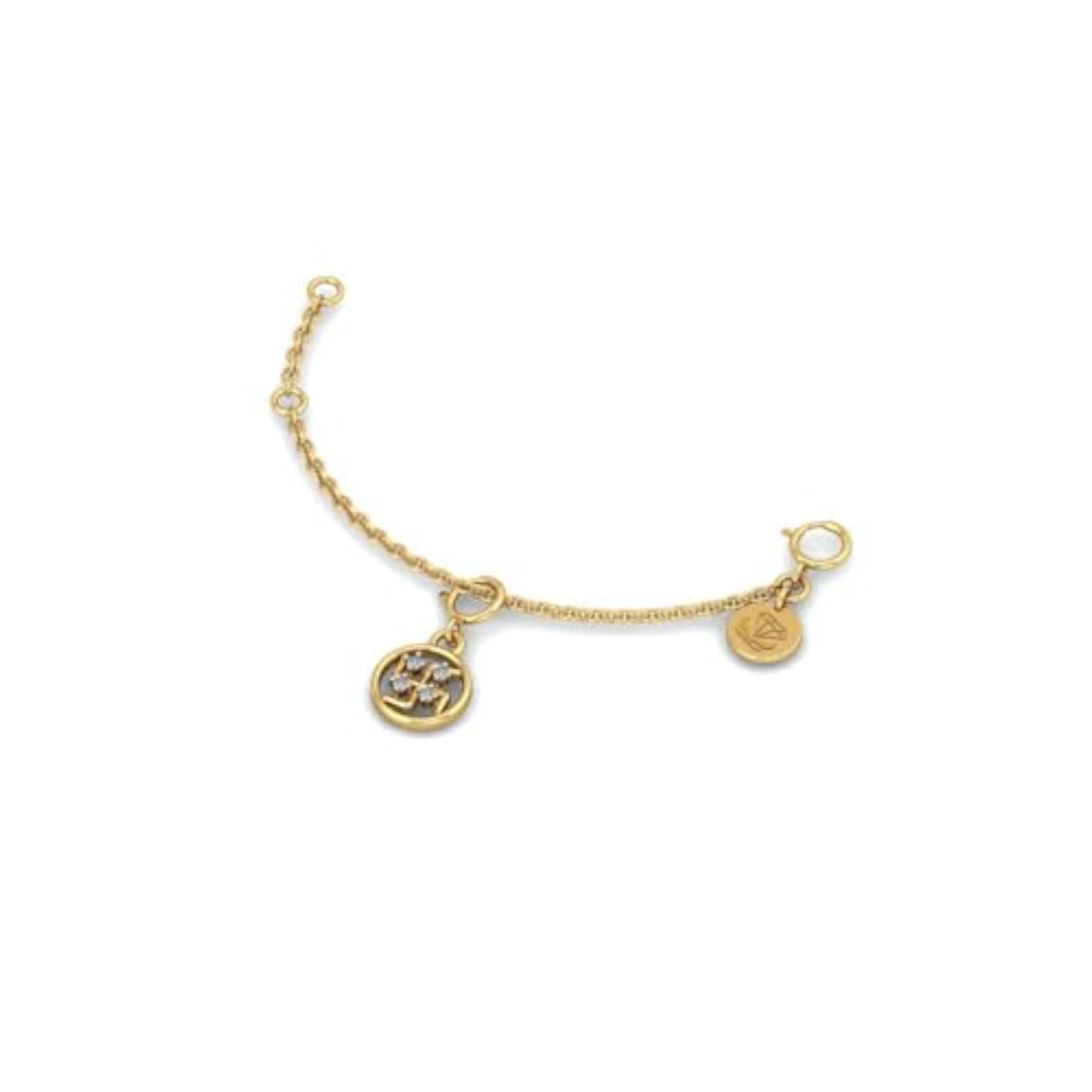 Women's 18K Yellow Gold Diamond Swastika Charm, Hallmarked