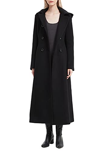 Manteau d'hiver long à capuche en laine cachemire femme