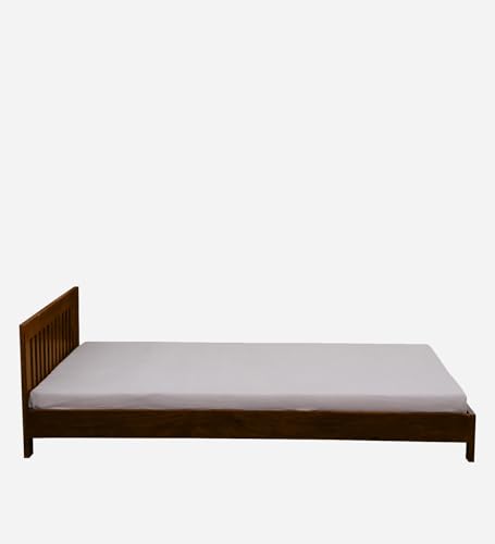 Image of Medley OOD Queen Bed Without Storage for Bedroom Home Solid Wood Without Storage Queen Palang Cot for Hotels with Headboard (Queen Size, Teak Finish, 1 Piece)