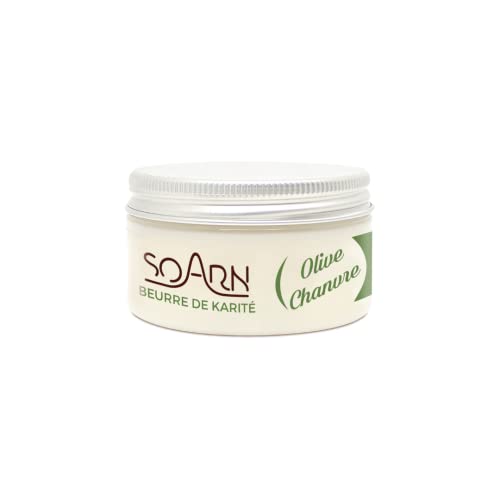 SOARN - Beurre de Karité Olive Chanvre 100ml -100% Pur et Naturel - Soin Capillaire - Cheveux texturés - Peau