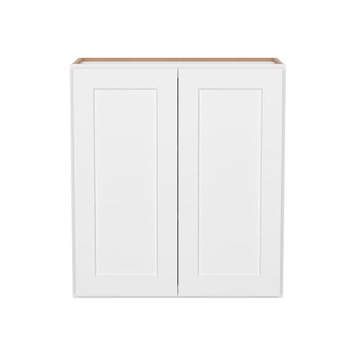 Image of Furinno Shaker Wall Kitchen Cabinet 2-Doors 2-Shelves, Ready to Assemble, 12 D x 27 W x 30 H, White