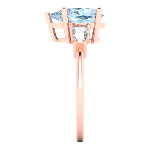 Clara Pucci 2.5 ctw Pear Cut Solid Gold Engagement Ring for Women - 14K Rose Gold - Simulated Blue Diamond Wedding Promise Ring for Her3