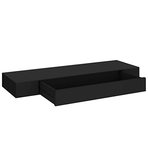 Inlife Floating Wall Shelf With Drawer Wall Mounted Storage Shelf For Home,Bedroom,Office Wall Display Shlef For Books,Colleactables Black 31.5"X9.8"X3.1"(Lxwxh) #TOP7