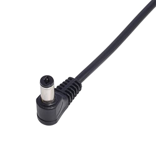 BYUTFA Stromkabel DC Power 1 Buchse auf 2 abgewinkelte Stecker Splitter Adapter Stecker Kabel 5,5 mm x 2,1 mm 12 V für CCTV-Kamera-LED-Streifen