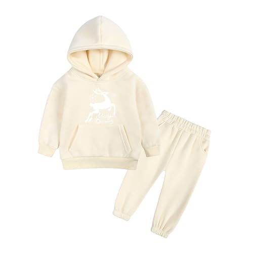 Boys and Girls Middle and Large Children Christmas Fleece Warm Thickened Deer Printing Sweater Pants Welcome Baby Girl