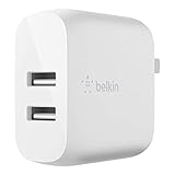 Belkin Dual USB Charger 24W (Dual USB Wall Charger for iPhone 13, 12, 11, Pro, Pro Max, Mini, iPadS, 20, S20+, S20 Ultra, Pixel 4, More) USB-A Charger, White