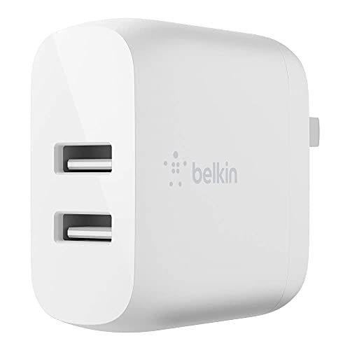 Belkin Dual USB Charger 24W (Dual USB Wall Charger for iPhone 13, 12, 11, Pro, Pro Max, Mini, iPadS, 20, S20+, S20 Ultra, Pixel 4, More) USB-A Charger, White Belkin Dual USB Charger 24W (Dual USB Wall Charger for iPhone 13, 12, 11, Pro, Pro Max, Mini, iPadS, 20, S20+, S20 Ultra, Pixel 4, More) USB-A Charger, White