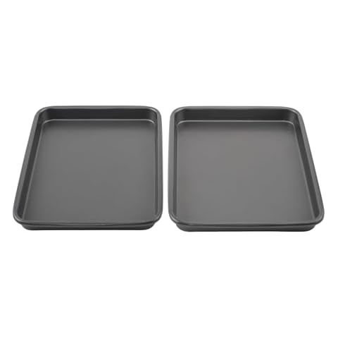 GoodCook Everyday Set of 2 Nonstick Steel 9" x 6.2" Toaster Oven Mini Baking Sheets, Gray Cover