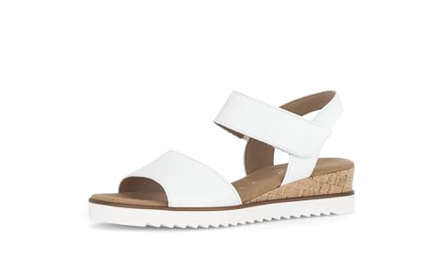 Gabor Raynor | 62.750.50 | White Leather | Womens Adjustable Low Wedge Sandals 42 Weiss