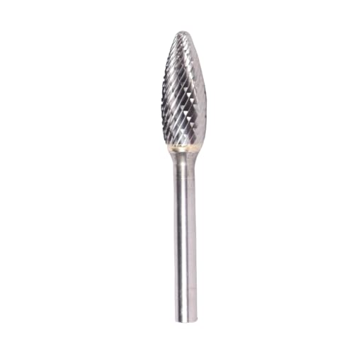 Image of Drill America SH-1 Carbide Burr /Rotary File Flame Double Cut for Die Grinder 1 /4 inch Dia. x 5 /8 inch Cut Length with 1 /4 inch Shank and 2 inch Overall Length, DUL Series